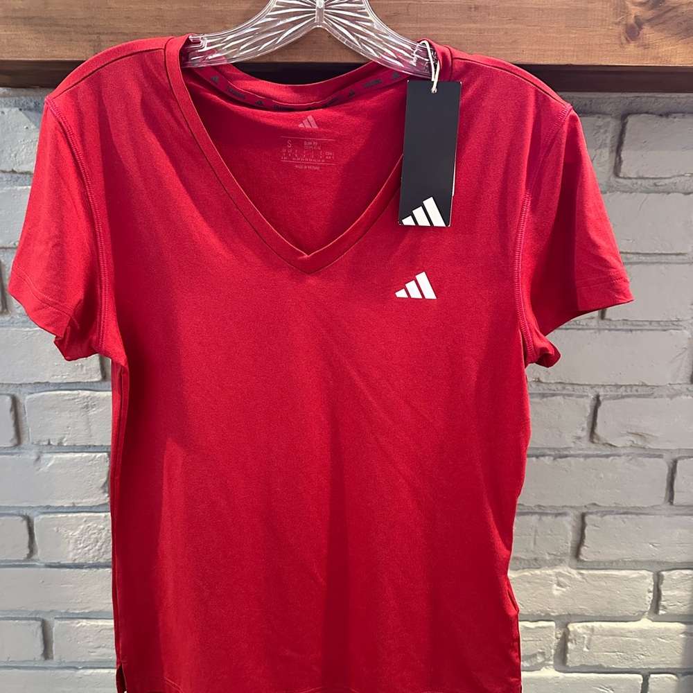 Adidas Red V-Neck T-Shirt
